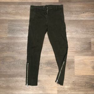 Gap slim side zip olive pants